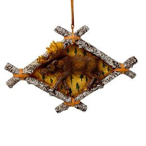 Rustic Moose in Forest Birch Frame Ornament Cabin Lodge Decor 5 in Woodland